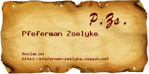Pfeferman Zselyke névjegykártya